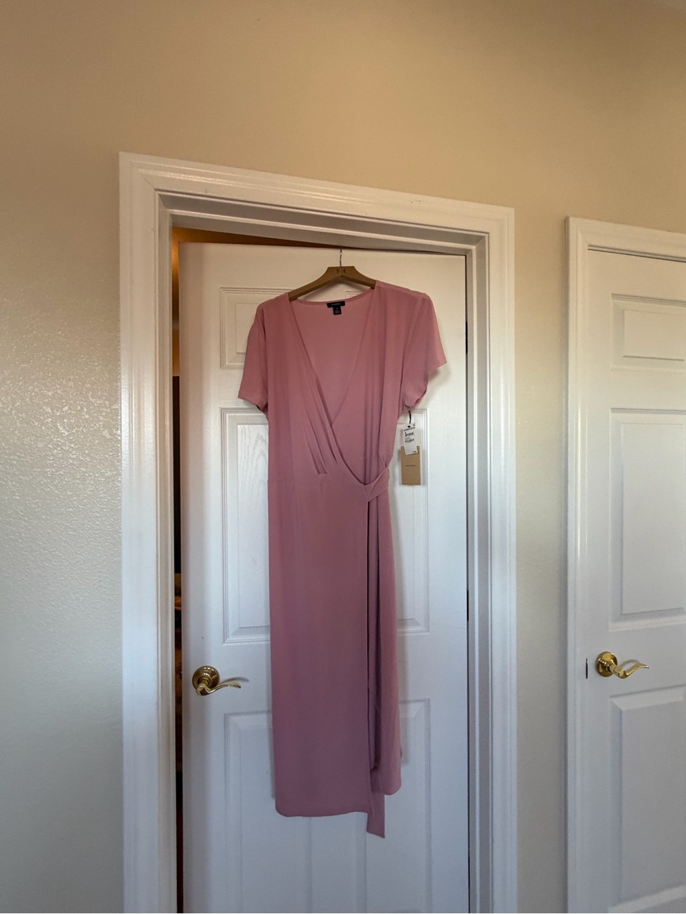 Halogen Dusty Rose Wrap Midi Dress